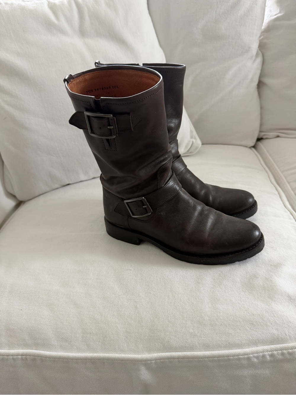 Frye Women’s Leather Veronica Engineer Boots - Dark Brown - Sz. 7.5